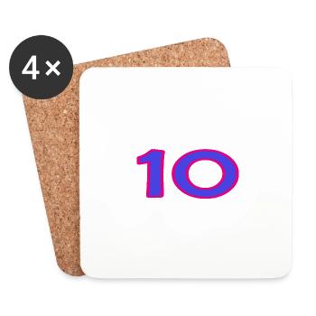 10. 10 YEARS. 10th ANNIVERSARY. 10 YEAR ANNIVERSARY. - Coasters (set of 4) - white - Front