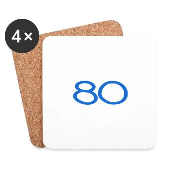 80. 80 YEARS. 80th ANNIVERSARY. 80TH BIRTHDAY. - Coasters (set of 4) - white - Front