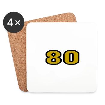 80. 80 YEARS. 80th ANNIVERSARY. 80TH BIRTHDAY. - Coasters (set of 4) - white - Front
