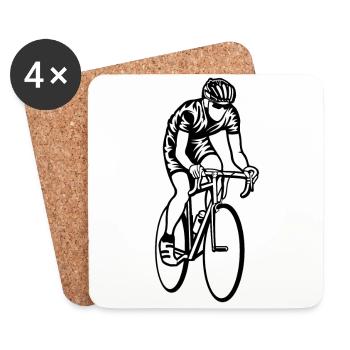 Road Bike / Racing Bicycle 01_black - Coasters (set of 4) - white - Front