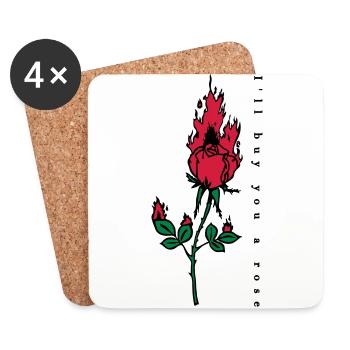 Brennende Rose Print - Untersetzer (4er-Set) - Weiß - Vorne