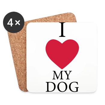 I love my dog - Coasters (set of 4) - white - Front