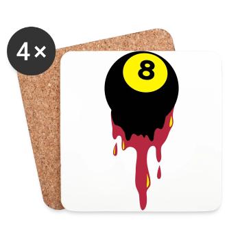 bleeding eight 8 ball from snooker or pool - Coasters (set of 4) - white - Front