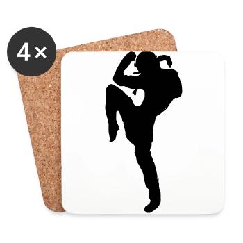 Muay Thai Silhouette Kickboxen Kampfsport MMA gift - Untersetzer (4er-Set) - Weiß - Vorne