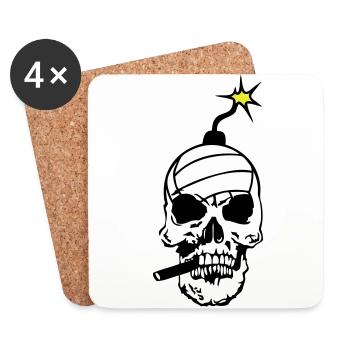 death head skull bomb volleyball dead9 - Coasters (set of 4) - white - Front
