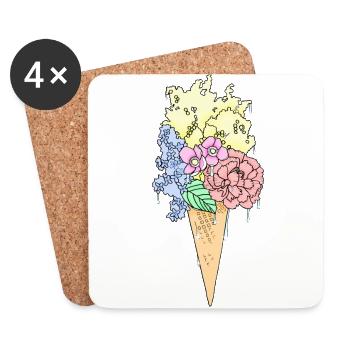 Blumeneis - Untersetzer (4er-Set) - Weiß - Vorne