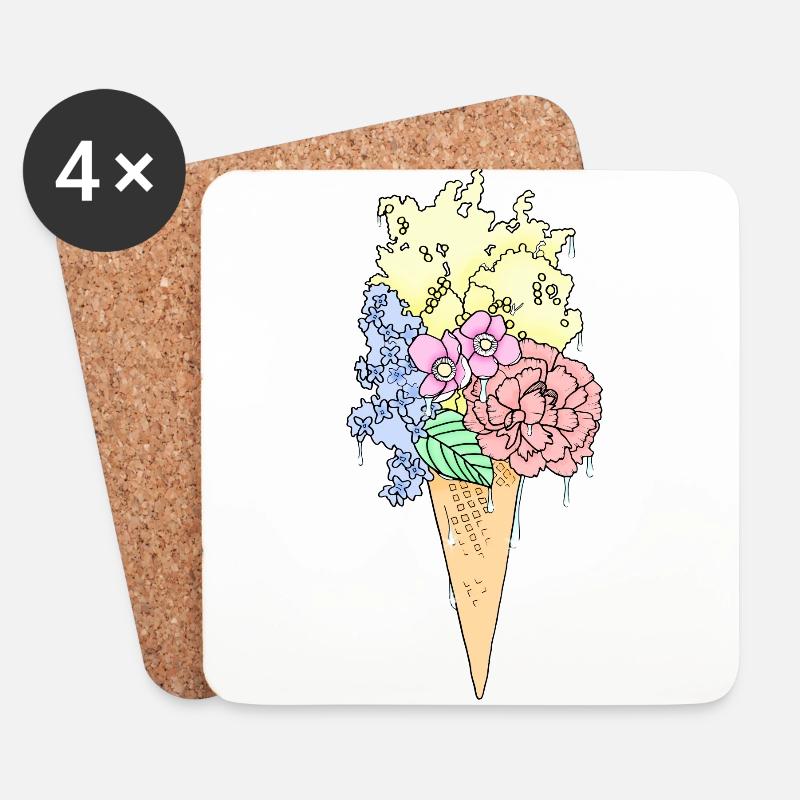 Blumeneis - Untersetzer (4er-Set) - Weiß