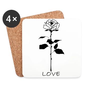 Love love Rose - Coasters (set of 4) - white - Front