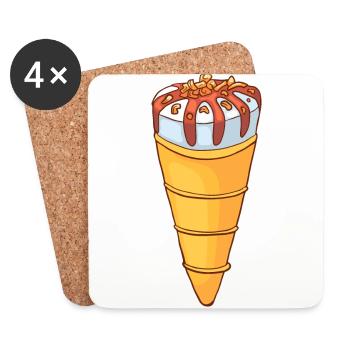 Crème glacée, crème glacée, crème glacée, crème glacée, boule, crème glacée, sundae - Dessous de verre (lot de 4) - blanc - Devant