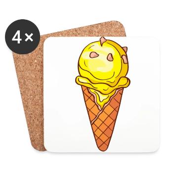 Crème glacée, crème glacée, crème glacée, crème glacée, boule, crème glacée, sundae - Dessous de verre (lot de 4) - blanc - Devant