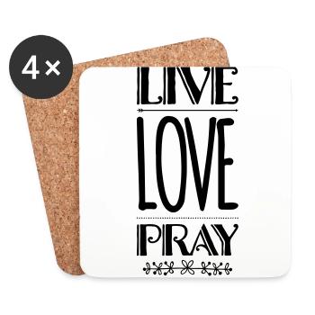 Live Love Pray - Untersetzer (4er-Set) - Weiß - Vorne