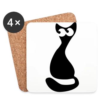 katze - Dessous de verre (lot de 4) - blanc - Devant