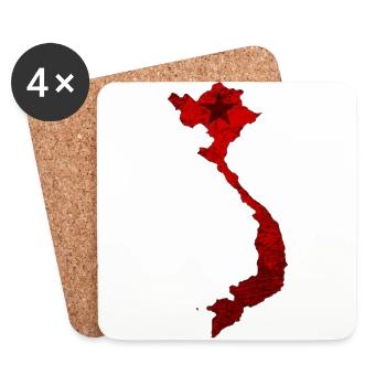 Contour carte du Vietnam - Dessous de verre (lot de 4) - blanc - Devant