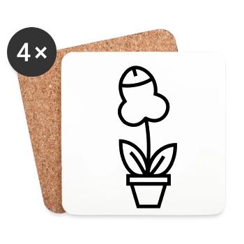Pimmel flower (penis flower) - Coasters (set of 4) - white - Front