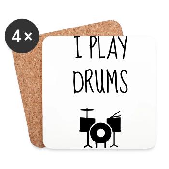 Batterie Batteur Musique Musicien Concert - Dessous de verre (lot de 4) - blanc - Devant