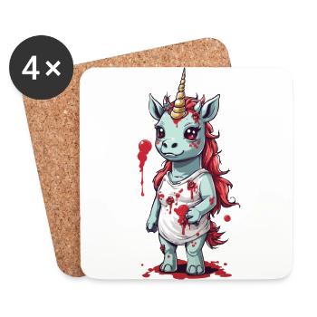 Zombie Einhorn Halloween Highlight Grusel Design - Untersetzer (4er-Set) - Weiß - Vorne