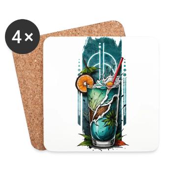 Inselgenuss: Tropische Cocktail-Glückseligkeit - Untersetzer (4er-Set) - Weiß - Vorne