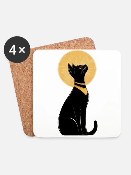 Ägyptische Katze - Untersetzer (4er-Set) - Weiß