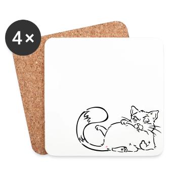Chat non non non majeur blanc - Dessous de verre (lot de 4) - blanc - Devant