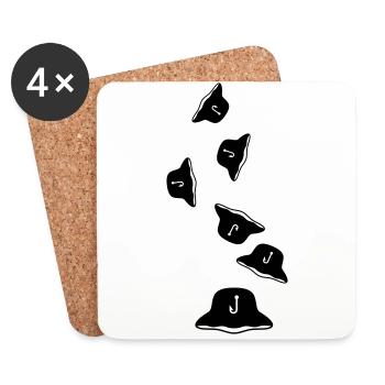 Icône chapeau de pêche Silhouette - Dessous de verre (lot de 4) - blanc - Devant