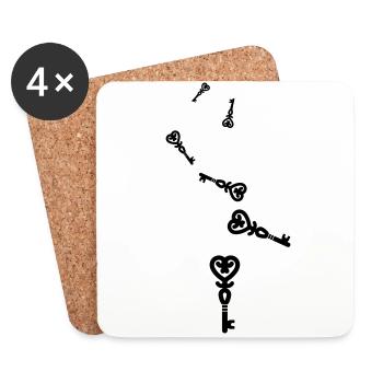Mariage clé du cœur - Dessous de verre (lot de 4) - blanc - Devant