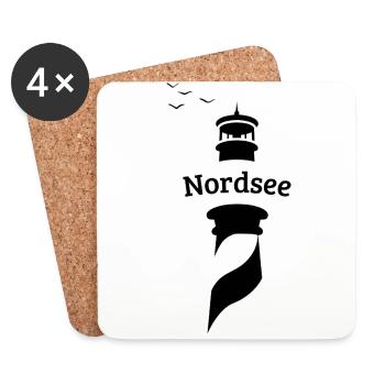 Nordsee Leuchtturm - Möwen - Untersetzer (4er-Set) - Weiß - Vorne