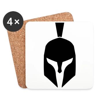 symbole de casque spartiate - Dessous de verre (lot de 4) - blanc - Devant