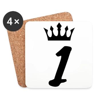 1 Zahl Krone - Untersetzer (4er-Set) - Weiß - Vorne