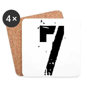 7 Zahl 7 Jahre - Untersetzer (4er-Set) - Weiß - Vorne