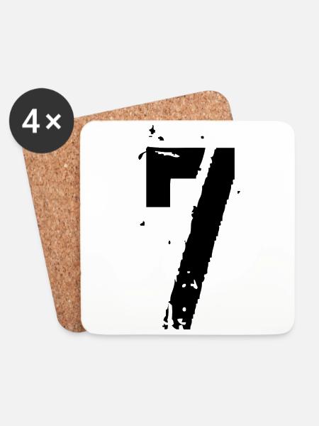 7 Zahl 7 Jahre - Untersetzer (4er-Set) - Weiß