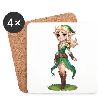Elf Fantasy Illustration - Coasters (set of 4) - white - Front