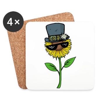 Sunflower Sunglasses Funny Pictures Funny - Coasters (set of 4) - white - Front