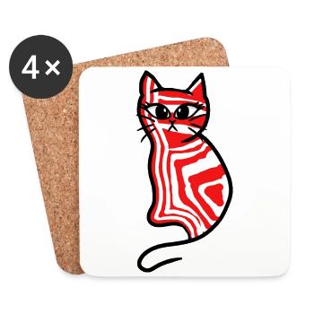 Chat Chats Rétro Années 80 Chaton Années 90 - Dessous de verre (lot de 4) - blanc - Devant
