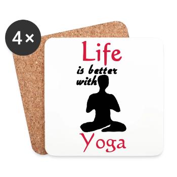 Yoga Life Leben Spruch Sport Fitness Geschenk - Untersetzer (4er-Set) - Weiß - Vorne