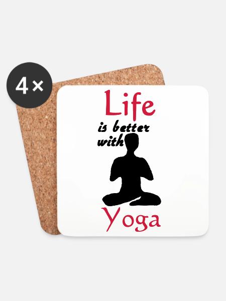 Yoga Life Leben Spruch Sport Fitness Geschenk - Untersetzer (4er-Set) - Weiß