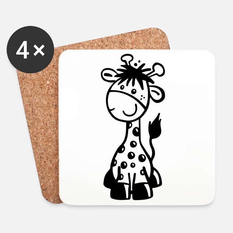 Kleine Giraffe - Untersetzer (4er-Set) - Weiß