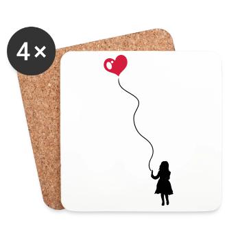 Enfant avec le ballon de coeur. - Dessous de verre (lot de 4) - blanc - Devant