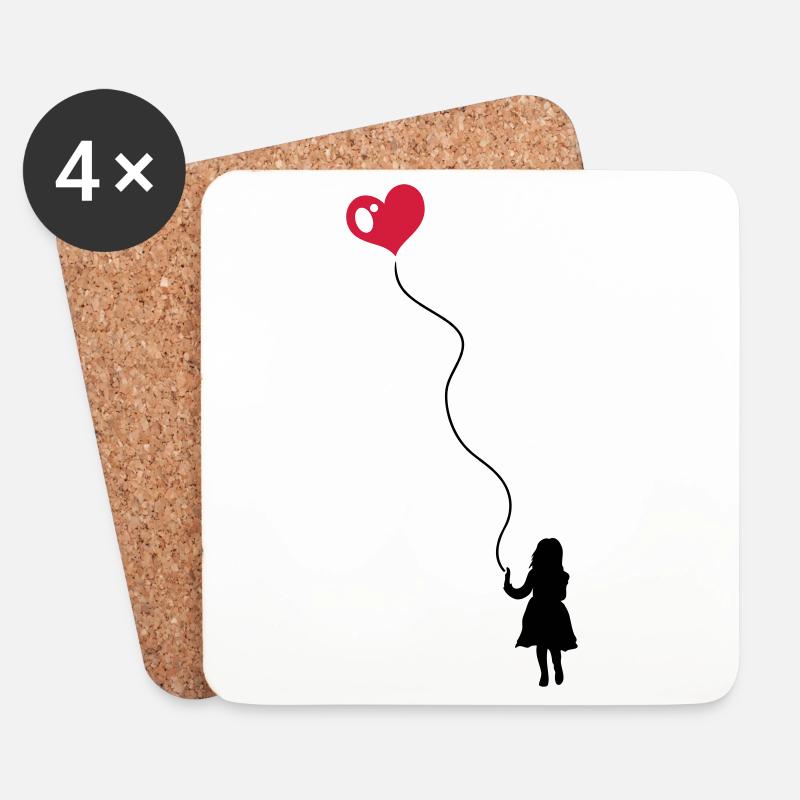 Kleines Kind mit Herz Luftballon - Untersetzer (4er-Set) - Weiß