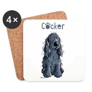 Drôle Cocker Spaniel - Dessous de verre (lot de 4) - blanc - Devant