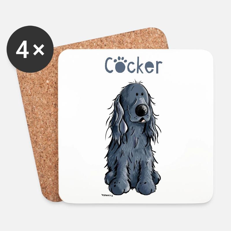 Lustiger Cocker Spaniel - Untersetzer (4er-Set) - Weiß