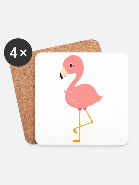 Süßer Flamingo - Untersetzer (4er-Set) - Weiß