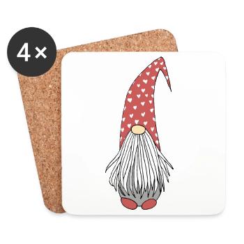 Hygge de coeur de Noël de lutin - Dessous de verre (lot de 4) - blanc - Devant