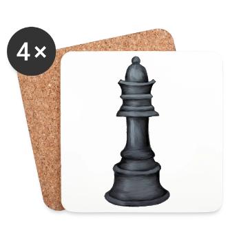 Grayscale Chess Piece Art Print - Coasters (set of 4) - white - Front