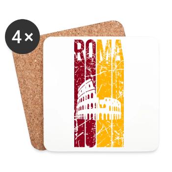 Rom T-Shirt Design Grunge Effekt Roma Rom Rome - Untersetzer (4er-Set) - Weiß - Vorne