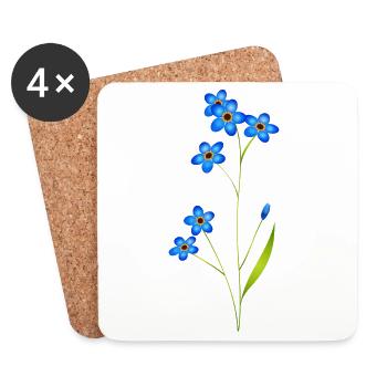 délicat oubliez-moi-pas en bleu classique - Dessous de verre (lot de 4) - blanc - Devant