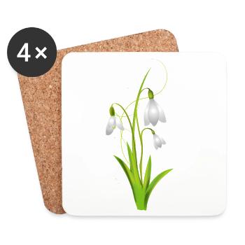 Schneeglöckchen als wunderschöne Frühlingsblumen - Untersetzer (4er-Set) - Weiß - Vorne