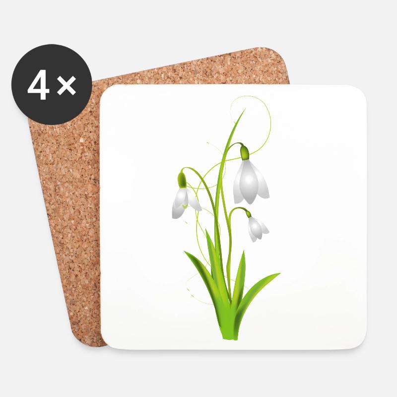 Schneeglöckchen als wunderschöne Frühlingsblumen - Untersetzer (4er-Set) - Weiß