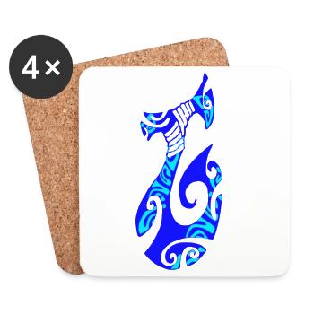 MATAU - Bleu (Hameçon polynésien) - Dessous de verre (lot de 4) - blanc - Devant