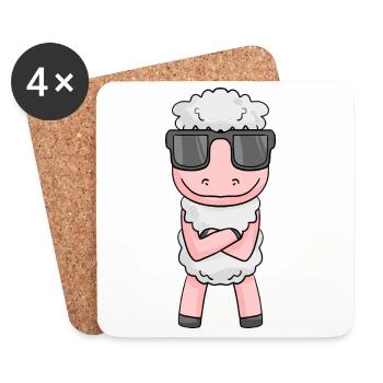cooles Schaf mit Sonnenbrille - Untersetzer (4er-Set) - Weiß - Vorne