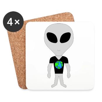 Des extraterrestres durables avec la Terre - Dessous de verre (lot de 4) - blanc - Devant